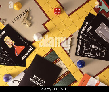 Cleudo murder mystery board game with counters, cars and murder weapons Stock Photo