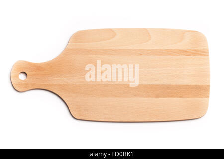 Photo of  a wooden cutting board isolated on white. Stock Photo