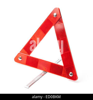 Photo of emergency road triangle isolated on white. Stock Photo