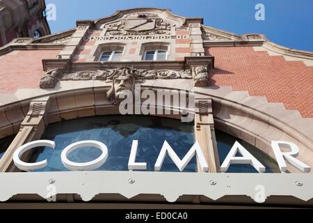 France, Haut Rhin, Alsace wine route, Colmar, the railway station dating from 1907, copy of the station of Gdansk in Poland Stock Photo