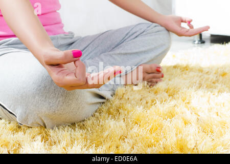 indian Lady Yoga Meditation Stock Photo