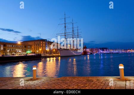 France, Nord, Dunkirk, port Museum and Duchesse Anne ship in the basin of trade Stock Photo