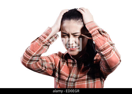 Young woman freaking out Stock Photo