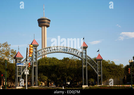 Entrance to Hemisfair Park, San Antonio, Texas, USA Stock Photo