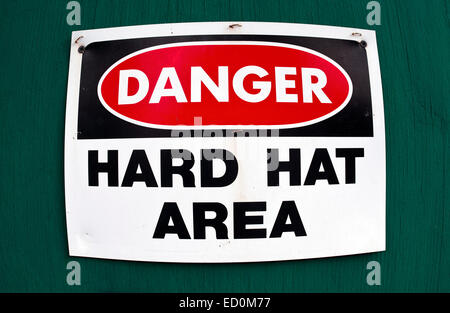 Danger hard hat area sign. Stock Photo