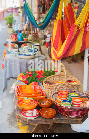 Typical French souvenirs outdoor at the shop Stock Photo