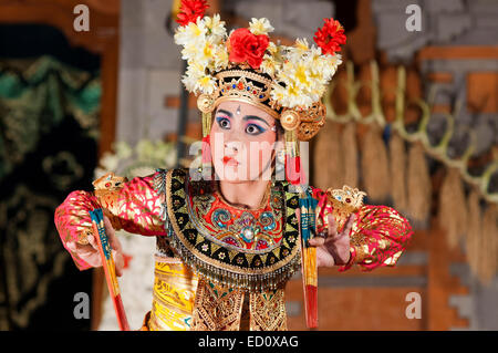 Dance called 'Legong Dance' at the Palace of Ubud. Ubud-Bali. Traditional balinese dance in Ubud. There are many Balinese dance Stock Photo