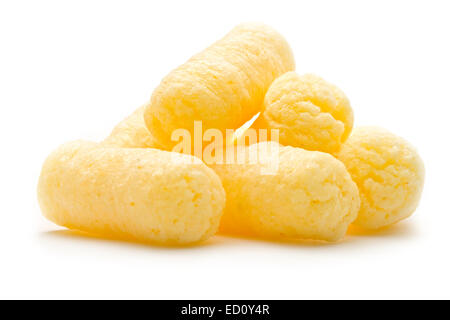 Crunchy corn snacks on white background Stock Photo