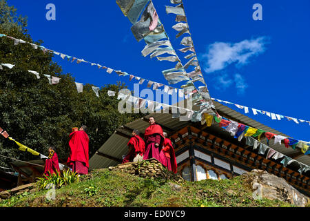 Students of the Tango Buddhist Institute, Tango Monastery, Bhutan Stock Photo