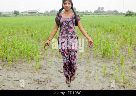 1 indian girl roop playing farm Stock Photo