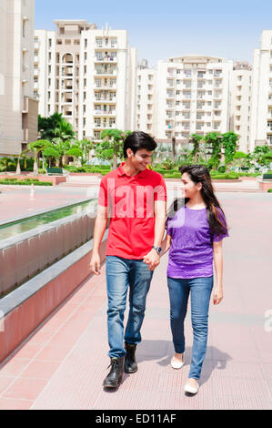 2 indian Beautiful Couple Walking Stock Photo