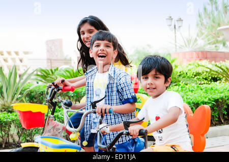 indian children Cycle Riding Stock Photo