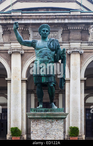 Statue of Roman Emperor Constantine by the church of Saint Lorenzo in Milan, Italy Stock Photo