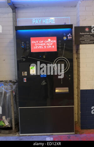 Out of order payment machine in Trenchard Street public car park. 22nd December 2014 Stock Photo