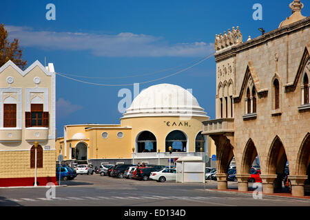 The beautiful 'Ronda Elli'  café - restaurant, next to the building of the Prefecture, Rhodes town, Rhodes island, Greece. Stock Photo