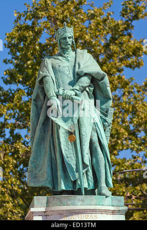 Statue of Andrew II of Jerusalem, Heroes' Square in Budapest Stock Photo