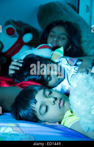 indian children Sleeping  Bedroom Stock Photo