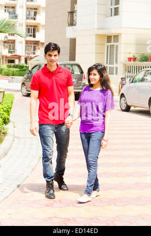 2 indian Beautiful Couple Walking Stock Photo