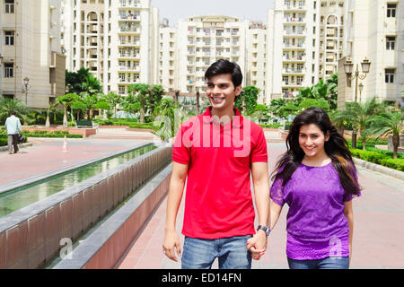 2 indian Beautiful Couple Walking Stock Photo