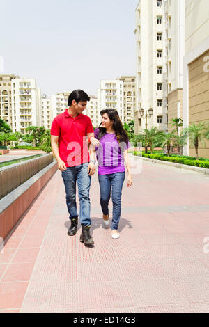 2 indian Beautiful Couple Walking Stock Photo