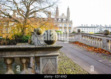 Clare Bridge over the river Cam in autumn with Clare Collage in the background, Cambridge Cambridgeshire England United Kingdom Stock Photo