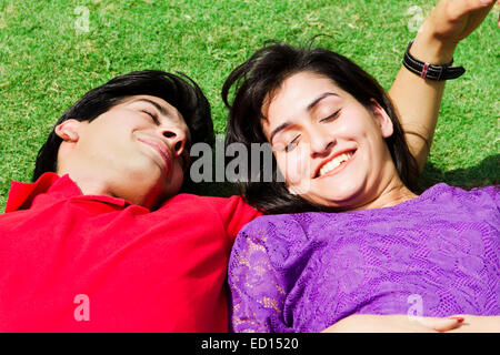 2 indian Beautiful Couple park romance Stock Photo