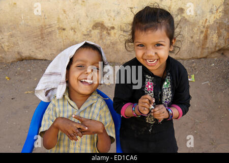 Happy little kids, Patan, Gujarat, India Stock Photo