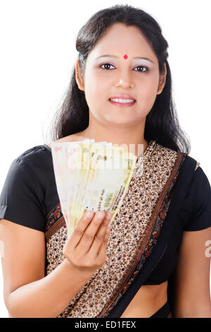 1 indian Housewife  Lady showing money Stock Photo