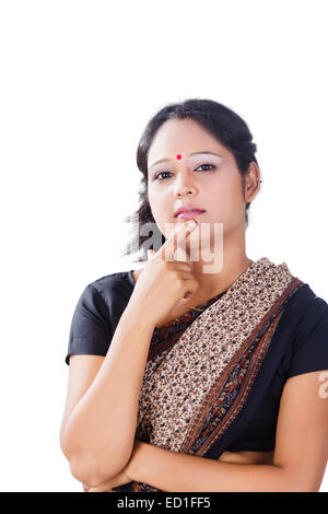 1 indian Housewife lady Thinking Stock Photo