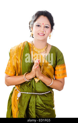 1 South  indian Lady Welcome Stock Photo
