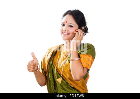 1 South  indian Lady talking phone Stock Photo