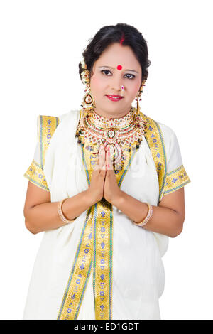 1 South  indian Lady Welcome Stock Photo