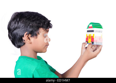 1 indian child boy Dream House Stock Photo