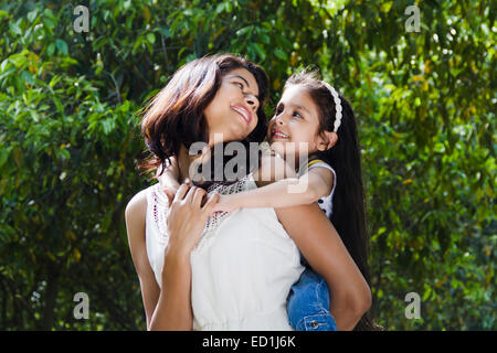 indian mother with child park enjoy Stock Photo