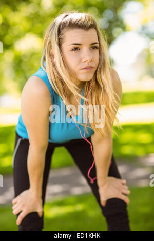 Fit blonde catching her breath Stock Photo