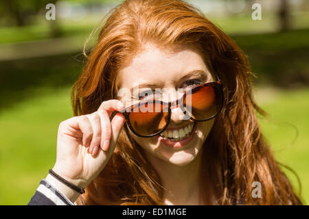 Beautiful young woman wearing sunglasses Stock Photo