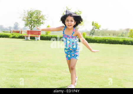 1 indians Beautiful Child girl park fun Stock Photo