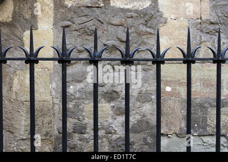 Ancient grid and wall in old city, Geneva, Switzerland Stock Photo