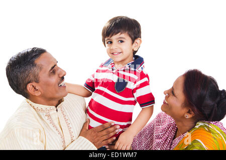 indian Parents and grandson care Stock Photo