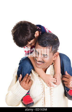 indian grandfather and grandson fun Stock Photo
