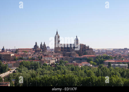 Aerial view on the cathedral and historic center of Ciudad Rodrigo, a small city in the province of Salamanca, Spain. Stock Photo