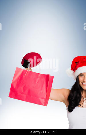 Woman wearing red boxing gloves Stock Photo