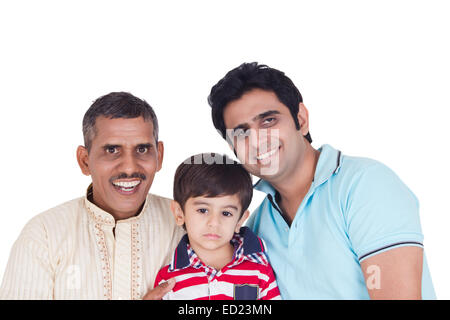 indian Grandfather and son child care Stock Photo