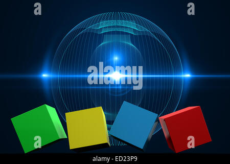 Composite image of 3d colourful cubes in a row Stock Photo