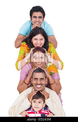 indian Joint Family group enjoy Stock Photo