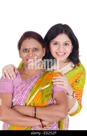 2 indian mother and daughter enjoy Stock Photo
