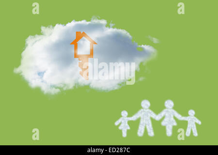 Composite image of cloud in shape of family Stock Photo