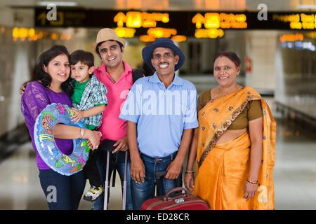 indian Joint Family group happy Journey Stock Photo