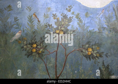 Italy. Rome. Villa of Livia. Painted Garden, removed from the triclinium (dining room) in the Villa of Livia Drusilla. Stock Photo