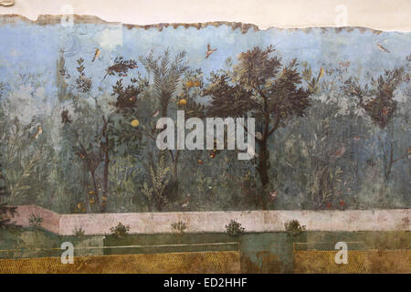 Italy. Rome. Villa of Livia. Painted Garden, removed from the triclinium (dining room).30-20 BC. Stock Photo